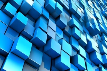 Obraz premium Abstract Blue Cube Pattern 3D Render
