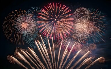 Generative-AI, Isolated Firework Burst Against a Black Background for Festive Displays