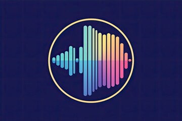 Obraz premium Segmental Sound Wave Illustration: Unique Music Spectrum with Round Geometric Icon and Frequency Showcase