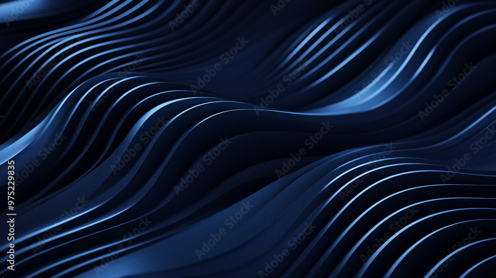 Poster dynamic blue waves illustrating fluid motion in an abstract setting during a digital design concept