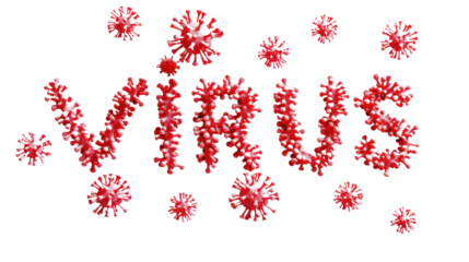 Text virus written by viruses on transparent background