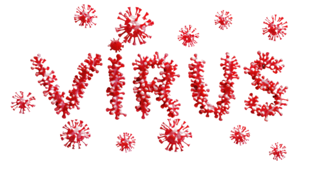 Text virus written by viruses on transparent background