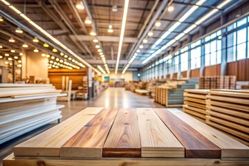 warehouse with wooden materials for production