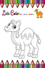 ''CAMEL Coloring Page for Kids - Adorable Cartoon Animal Illustration