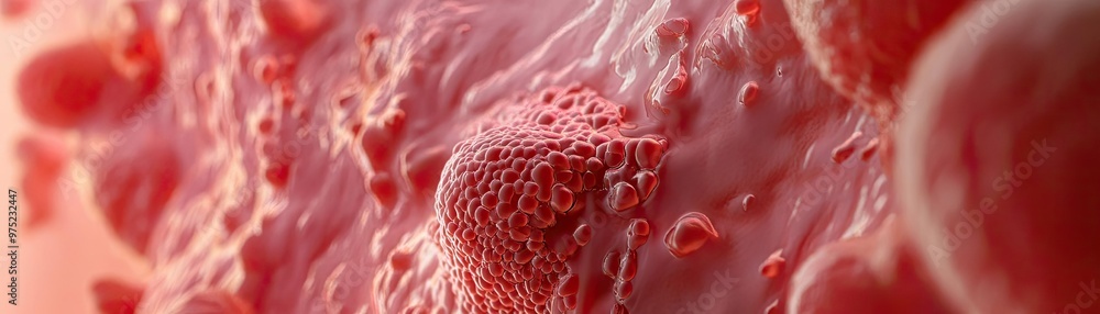 Poster detailed close-up of red blood cells and cellular structures, showcasing the intricate patterns and 