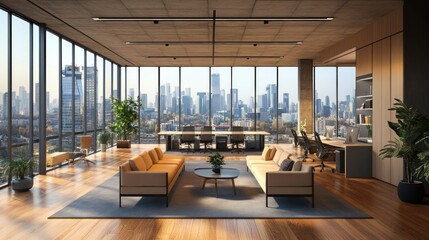 Fototapeta premium Modern Office with City View