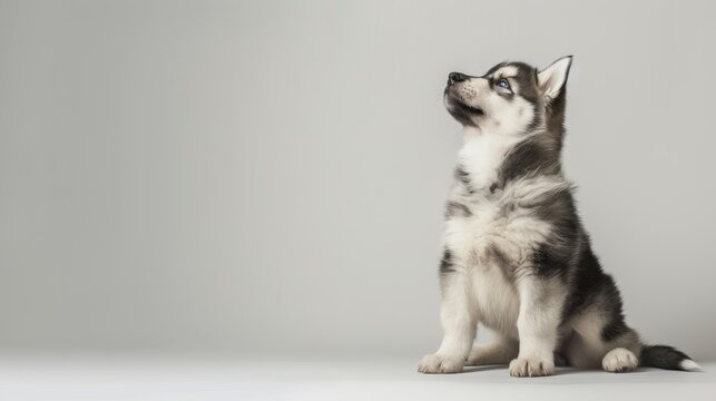 luffy Alaskan Malamute puppy sitting 