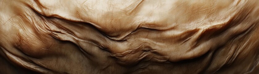 Naklejka premium Close-up of textured fabric with intricate creases and folds, showcasing rich tones and depth for artistic backgrounds.