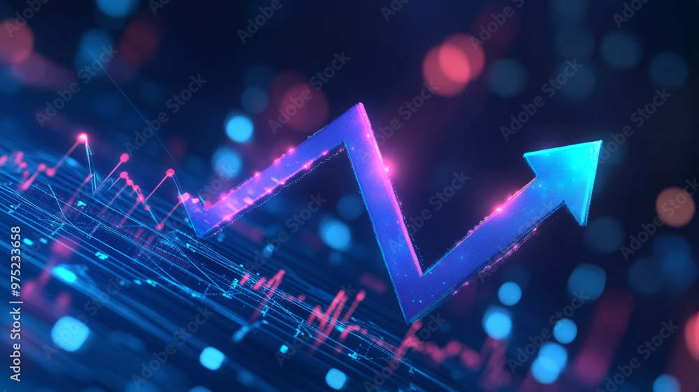 Aufkleber dynamic illustration of a rising graph with vibrant colors indicating upward trends in data analysis