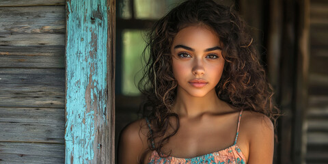 Fototapeta premium A beautiful young Latin woman, generative AI
