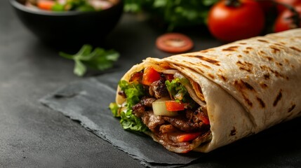 Middle Eastern Street Juicy Shawarma Wrap