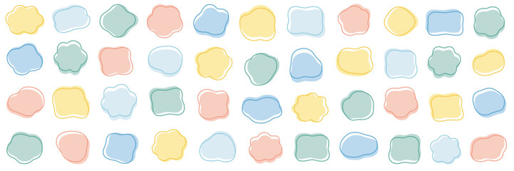 ゆるいフレームのベクターイラストセット。枠、楕円、線、曲線	