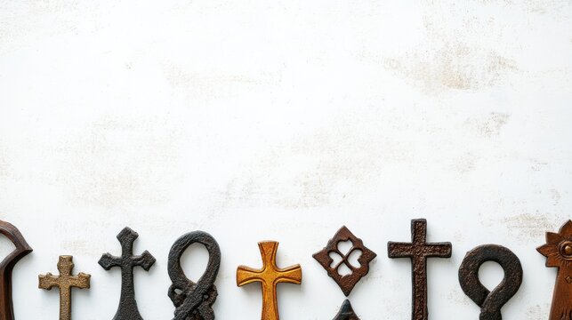 White Background with Diverse Religious Symbols
