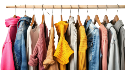 Woman wardrobe on hanger on transparent background