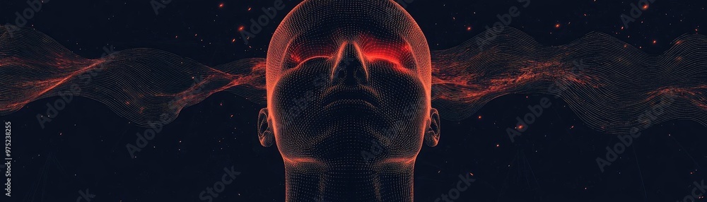 Poster a surreal representation of a human head illuminated with vibrant colors, symbolizing thought and cr