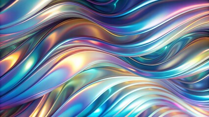 Obraz premium Holographic 3d background with smooth metallic waves.Futuristic modern banner to add a futuristic and eye-catching element to your projects.