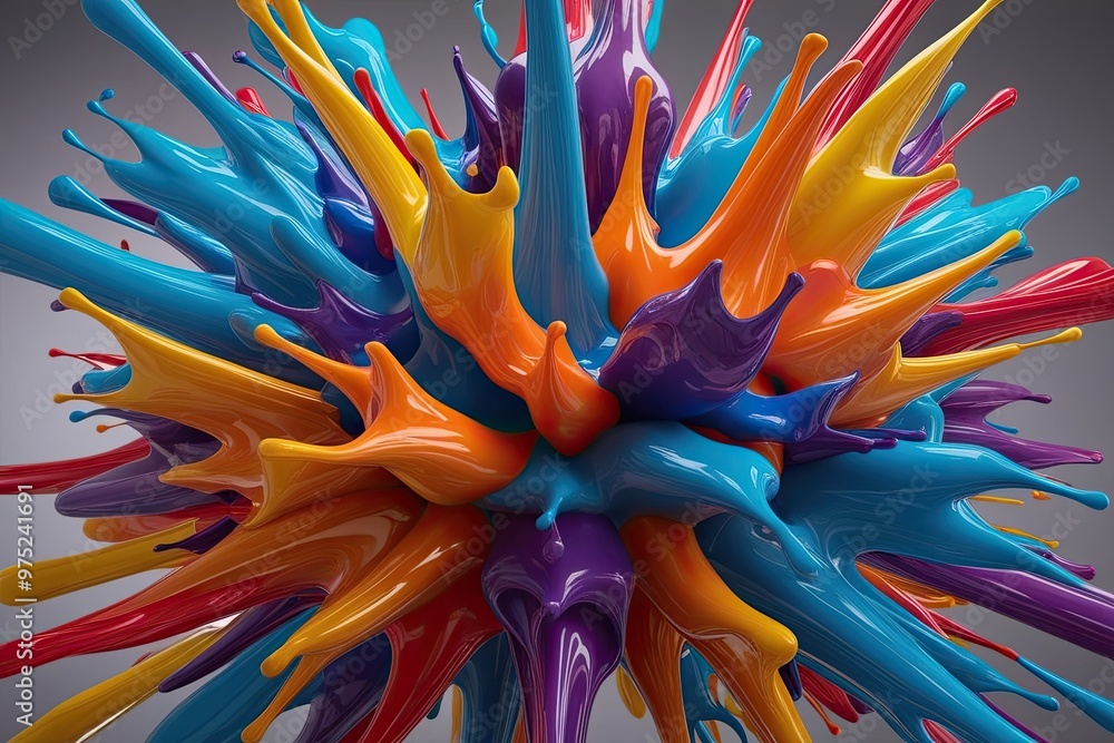 Poster vibrant 3d liquid design with captivating abstract structure and dynamic fluid motion