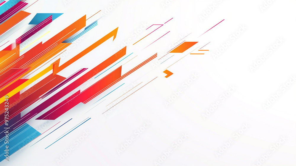 Poster dynamic abstract illustration featuring vibrant lines and shapes in a modern composition