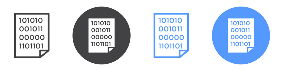 Binary code icon flat line symbol set.