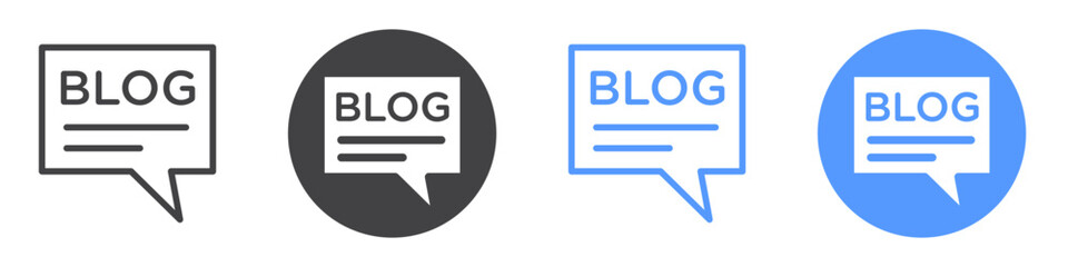Blog icon flat line symbol set.