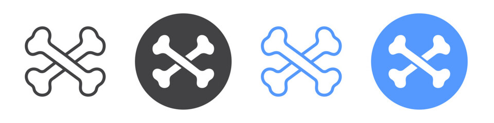 Bones icon flat line symbol set.