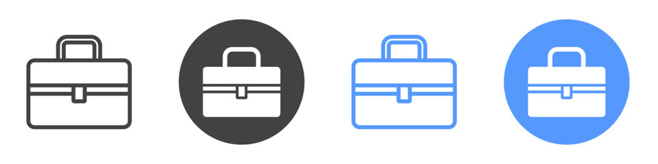 Briefcase icon flat line symbol set.