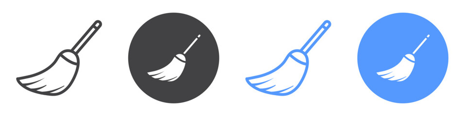 Broom icon flat line symbol set.
