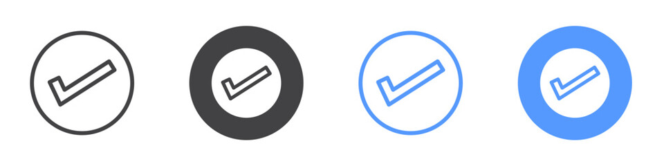 Checkbox icon flat line symbol set.