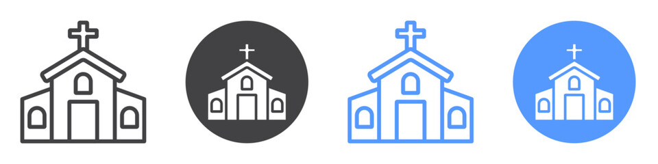 Church icon flat line symbol set.