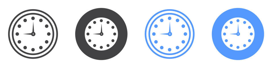 Clock icon flat line symbol set.