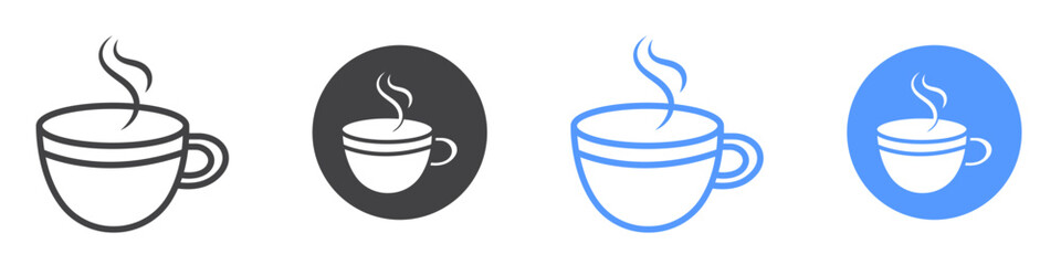Coffee icon flat line symbol set.