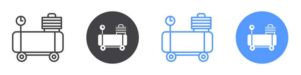 Compressor icon flat line symbol set.