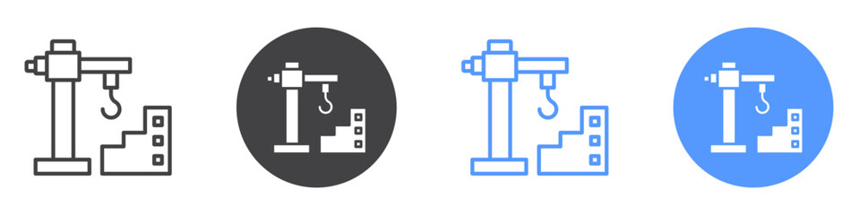 Construction icon flat line symbol set.
