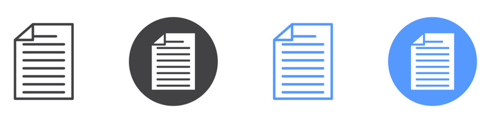 Document icon flat line symbol set.