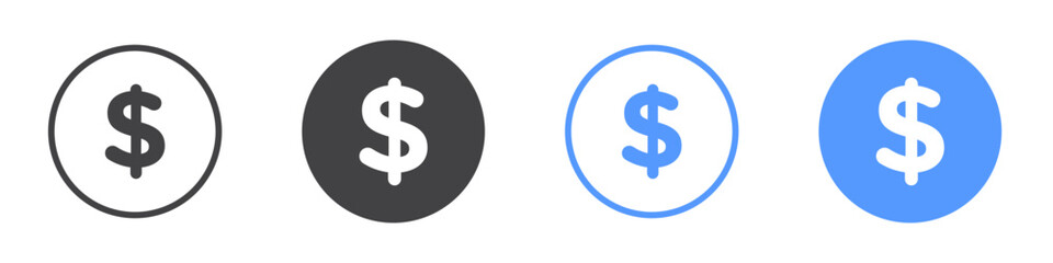 Obraz premium Dollar icon flat line symbol set.