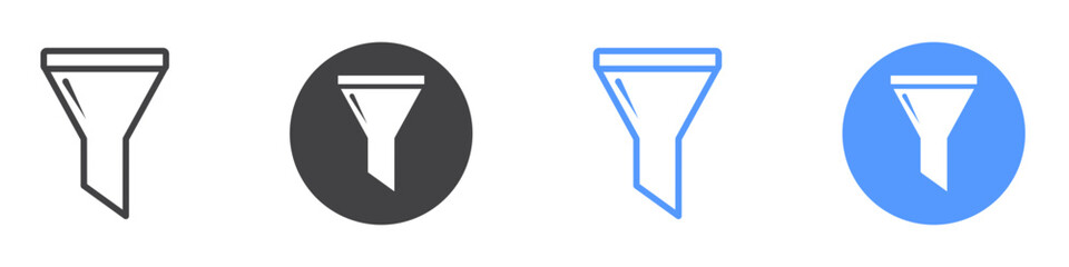 Filter icon flat line symbol set.