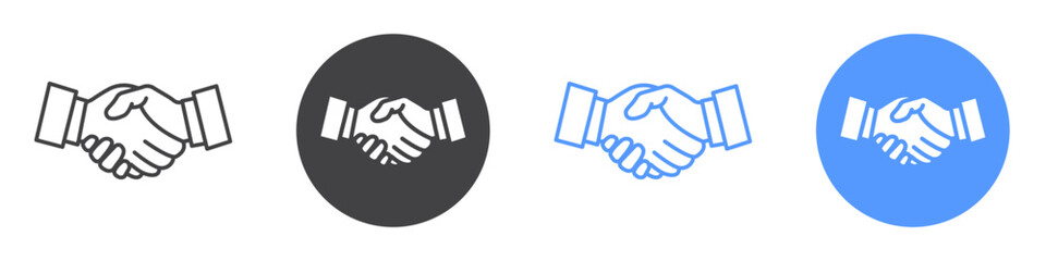 Handshake icon flat line symbol set.