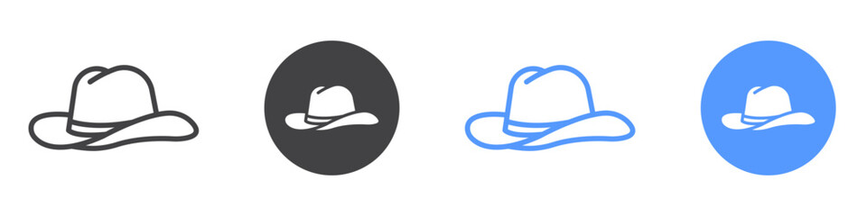 Hat Icon flat line symbol set.