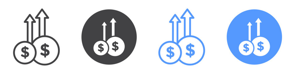 High revenue icon flat line symbol set.