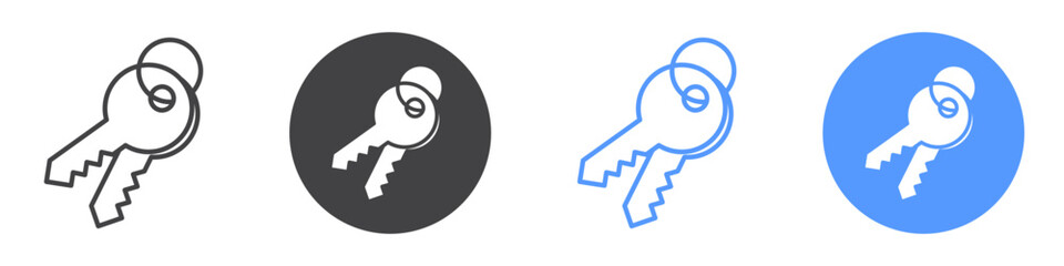 Key icon flat line symbol set.
