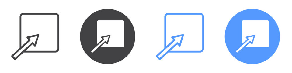 Open icon flat line symbol set.