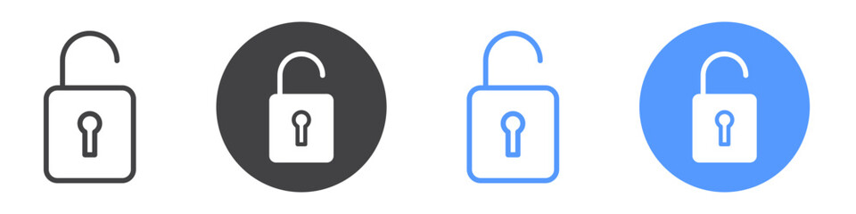 Padlock icon flat line symbol set.