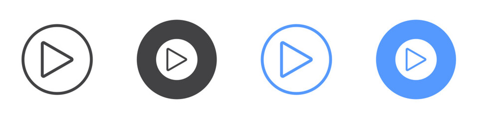 Pause icon flat line symbol set.