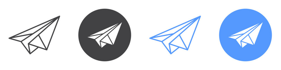 Paper plane icon flat line symbol set.