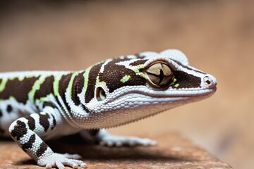 Naklejka premium black lizard on a wooden background