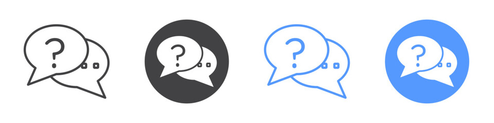 Question icon flat line symbol set.