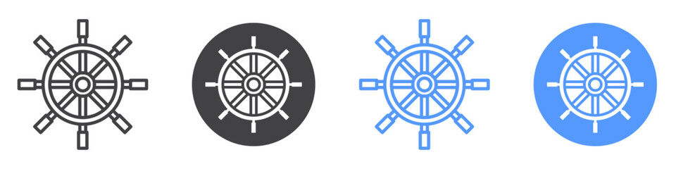 Fototapeta premium Ship wheel icon flat line symbol set.