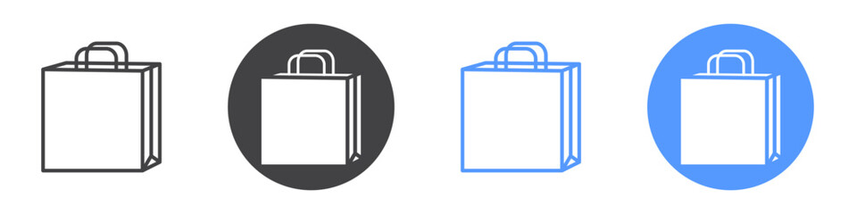 Shopping bag icon flat line symbol set.