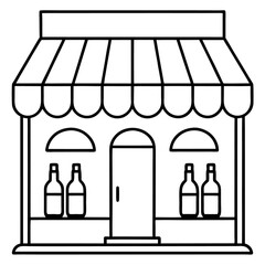 Obraz premium wine shop outline coloring book page line art drawing