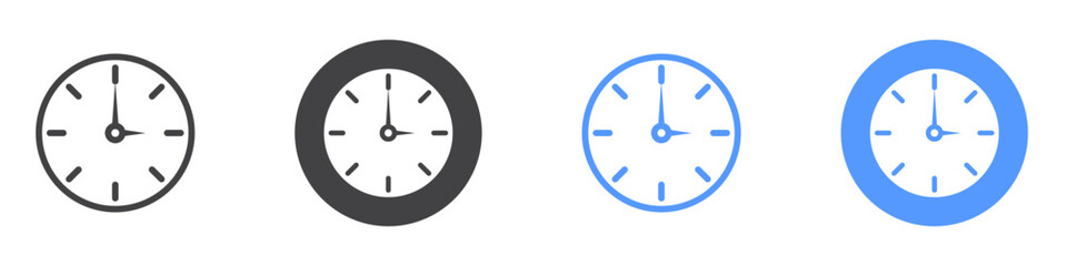 Time icon flat line symbol set.